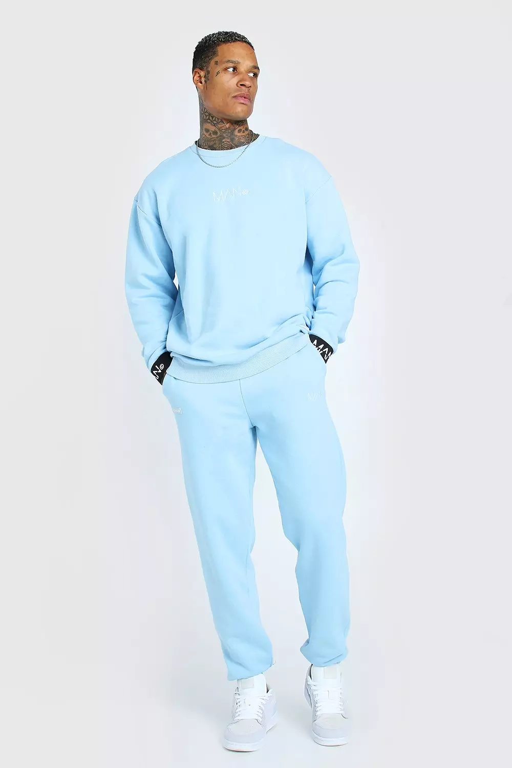 Boohooman cheap blue tracksuit